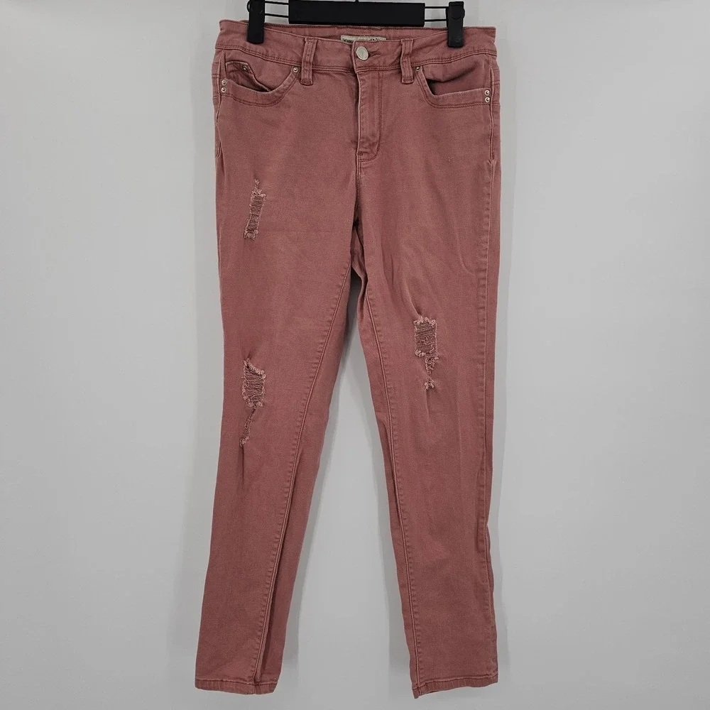 YMI WannaBettaButt? Light Pink Size 11 Distressed Skinny Jeans‎ Stretch Juniors